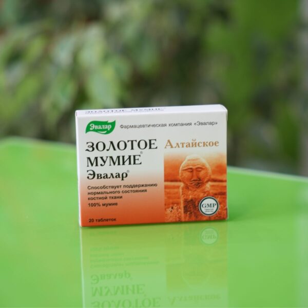 prikaz zlatnog mumia, proizvođača Evalar od 20 tableta