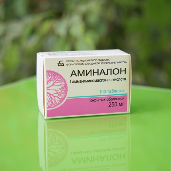 roze-belo pakovanje Aminalona - preparata za pomoć posle oporavka moždanog udara od 100 tableta