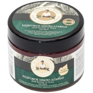 zeleno-crno pakovanje od 500g kedrovog sapuna za kosu i telo brenda Recepti bake Agafije